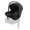 A black baby car seat is shown on a white background, attached to a base. Produktbild-Vorschau