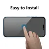 A hand is shown touching a smartphone screen protector, with concentric circles indicating touch points. Produktbild-Vorschau