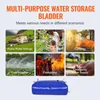 A collage of images showing different uses of a water storage bladder, with a product shot at the bottom. Voir les images du produit
