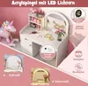 2 in 1 Schminktisch Kinder mit Hocker und LED-Spiegel, Produktbild-Vorschau 3