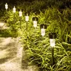 Solar garden lights illuminating a pathway at night. Anteprima dell’immagine prodotto