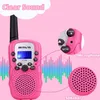 A pink Retevis RT388 walkie-talkie is shown with callouts highlighting its microphone and speaker. Sound wave graphics are displayed in the background, and text indicates 'Clear Sound'. Podgląd zdjęcia produktu
