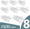 A collage of different mattress sizes with dimensions labeled, and a large number '8' indicating the number of available sizes. Produktbild-Vorschau