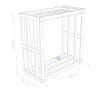 A line drawing of a wooden firewood rack with dimensions indicated. Podgląd zdjęcia produktu