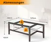 A diagram showing the dimensions and weight capacity of a glass coffee table. Anteprima dell’immagine prodotto
