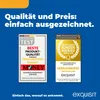Marketing image with awards and text promoting quality and price. Produktbild-Vorschau