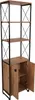 A tall, narrow bookshelf with a cabinet at the bottom. Produktbild-Vorschau