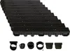 A set of black drainage channels and accessories, arranged in a stepped pattern, against a white background. Anteprima dell’immagine prodotto