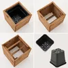 A collage of four images showing a wooden planter box with a black plastic insert, demonstrating its construction and the insert separately. Náhľad obrázku produktu