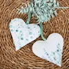 2 Eukalyptus Metallherzen Anhänger weiß grün - Hochzeit Produktbild-Vorschau 2
