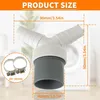 A product shot of a Y-adapter for washing machine drain hoses, with dimensions indicated. Produktbild-Vorschau