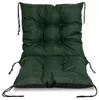 A dark green chair cushion with black ties, shown from a front-facing angle against a white background. Náhled obrázku produktu