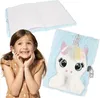 Plüsch Tagebuch/Notizbuch mit Vorhängeschloss, blau Einhorn Produktbild-Vorschau 1