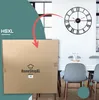 HSXL - Große Wanduhr Schwarz mit goldenen Zeigern - 60cm Produktbild-Vorschau 2
