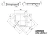 Technical drawing with dimensions of a shower tray. Anteprima dell’immagine prodotto
