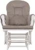 A front view of a gray corduroy glider chair with a white wooden frame. Anteprima dell’immagine prodotto