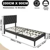 LZQ Polsterbett 90 x 200 cm  Einzelbett mit Leder Kopfteil, Produktbild-Vorschau 7