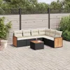 Design 7-tlg. Garten-Sofagarnitur mit Kissen Schwarz Poly Produktbild-Vorschau 1