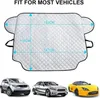 A car windshield cover with dimensions shown, and three cars below. Podgląd zdjęcia produktu