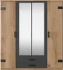 A four-door wardrobe with mirrored doors and two drawers at the bottom. Produktbild-Vorschau