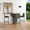 5-tlg. Gartenbar-Set mit Kissen Poly Rattan Grau Produktbild-Vorschau 2