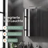 A modern bathroom vanity with a mirror and integrated LED lighting. Produktbild-Vorschau