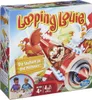 The image shows the colorful packaging of the board game 'Looping Louie', featuring cartoon characters of chickens and a pilot. It also includes a small inset image of children playing the game. Produktbild-Vorschau