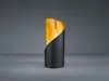 A table lamp with a black exterior and a gold interior, set against a plain gray background. Voir les images du produit
