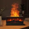 A decorative electric fireplace with a realistic flame effect sits on a wooden table, creating a cozy ambiance. Náhľad obrázku produktu