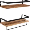 Two wooden shelves with black metal frames are shown against a white background. Náhled obrázku produktu