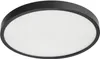 A circular LED ceiling light with a black rim and a white diffuser. Voir les images du produit