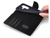 A hand is shown inserting a phone into a black flip case. Produktbild-Vorschau