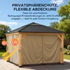 A gazebo with tan curtains in an outdoor setting. Náhled obrázku produktu