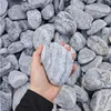 Ein grau gemaserter Kieselstein auf einer Handfläche zur Größendarstellung Produktbild-Vorschau