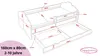 A technical drawing of a children's bed with dimensions and features highlighted. Produktbild-Vorschau