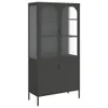 Highboard Schwarz 90x40x180 cm Glas und Stahl Produktbild-Vorschau 1