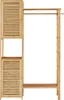 A wooden wardrobe stand with a hanging rail and shelves. Produktbild-Vorschau