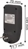 A black power meter with dimensions indicated by arrows and text. Náhled obrázku produktu