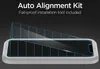 A screen protector being installed on a smartphone using an alignment kit. Produktbild-Vorschau