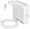 A white MacBook Pro charger with a white coiled cable and a silver magnetic connector. Produktbild-Vorschau
