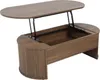 A coffee table with its top lifted, revealing storage space. Voir les images du produit