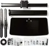 A flat lay of various parts and accessories for a TV stand. Náhľad obrázku produktu
