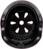 The inside of a pink helmet with black padding and ventilation holes. Podgląd zdjęcia produktu