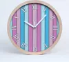 Holzuhr 20fi cm wanduhr - weiße Spitzen - bunte Streifen Produktbild-Vorschau 1