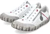 A pair of white women's sneakers with gray accents and a distressed sole. Podgląd zdjęcia produktu