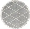 Rund Wohnzimmer Hochflor Teppich Ø155 cm Silber Produktbild-Vorschau 4