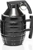 A black ceramic mug shaped like a hand grenade with a lid and handle. Voir les images du produit