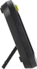 Side view of a black digital timer with a yellow button on top, propped up by a kickstand. Produktbild-Vorschau
