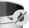 A close-up view of the rim and interior of a stainless steel pot, with a circular graphic overlay indicating a feature. Produktbild-Vorschau