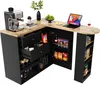 A modern L-shaped bar with a coffee maker, tablet, and various snacks and drinks displayed. Náhled obrázku produktu